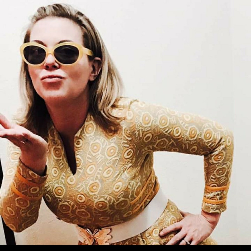 Vintage yellow polyester dress
